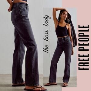 Free People straight-leg jeans high rise cotton boho brown streetwear 28